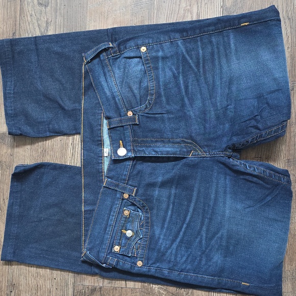 True Religion Indigo Straight Jeans with Contrast Stitching, Sz 36 - Picture 5 of 9